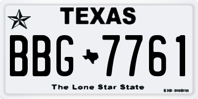 TX license plate BBG7761