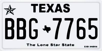 TX license plate BBG7765