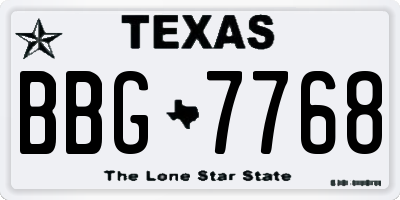 TX license plate BBG7768
