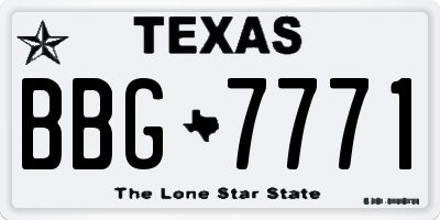 TX license plate BBG7771