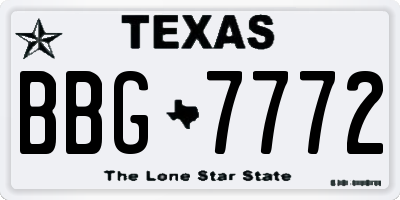 TX license plate BBG7772