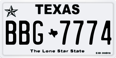 TX license plate BBG7774