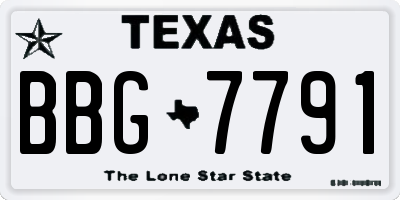 TX license plate BBG7791