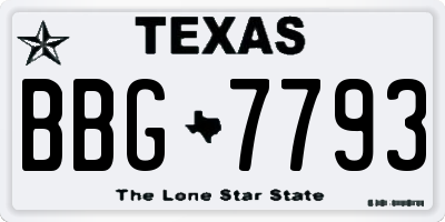 TX license plate BBG7793