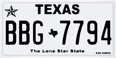 TX license plate BBG7794