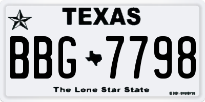 TX license plate BBG7798