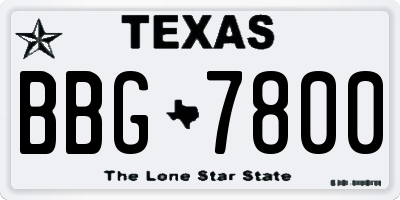 TX license plate BBG7800