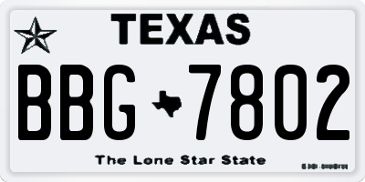 TX license plate BBG7802