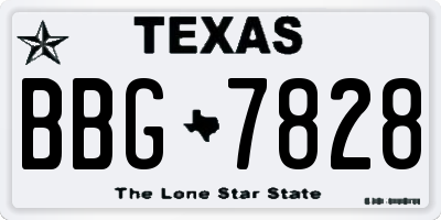 TX license plate BBG7828