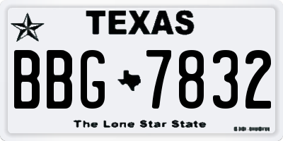 TX license plate BBG7832