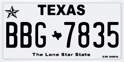 TX license plate BBG7835