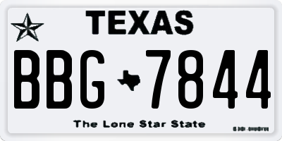 TX license plate BBG7844