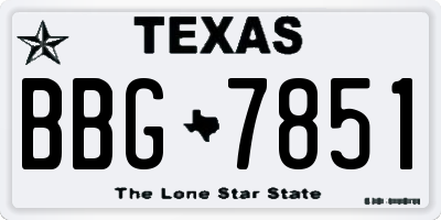 TX license plate BBG7851