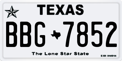 TX license plate BBG7852