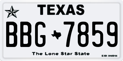 TX license plate BBG7859