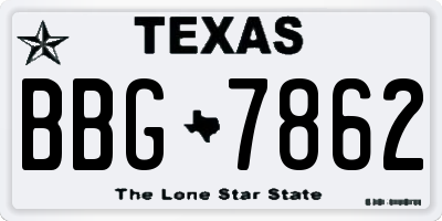 TX license plate BBG7862