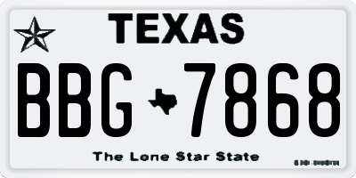 TX license plate BBG7868