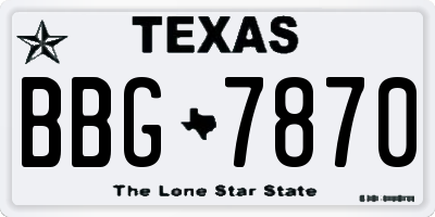 TX license plate BBG7870