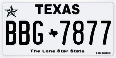 TX license plate BBG7877