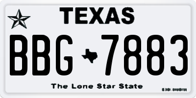 TX license plate BBG7883