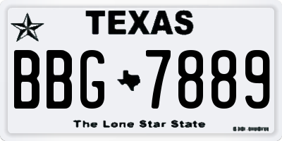 TX license plate BBG7889