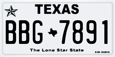 TX license plate BBG7891