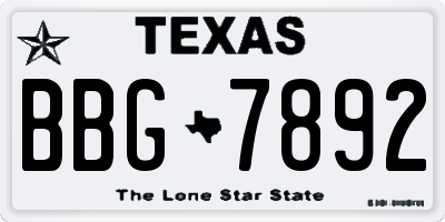 TX license plate BBG7892