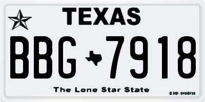 TX license plate BBG7918