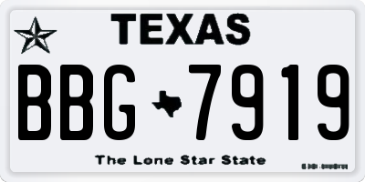 TX license plate BBG7919