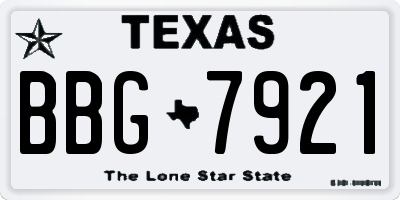 TX license plate BBG7921