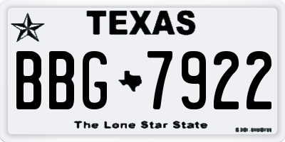 TX license plate BBG7922