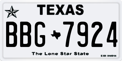 TX license plate BBG7924