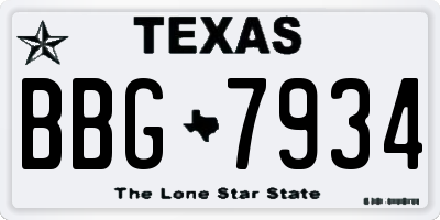 TX license plate BBG7934