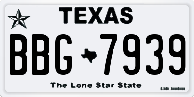 TX license plate BBG7939