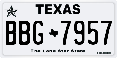 TX license plate BBG7957