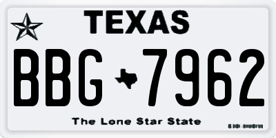 TX license plate BBG7962