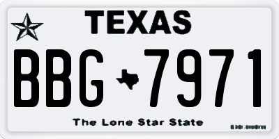 TX license plate BBG7971