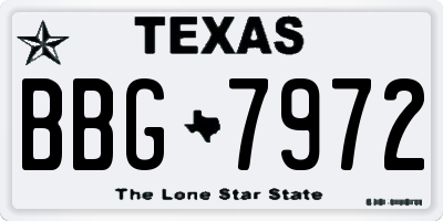 TX license plate BBG7972