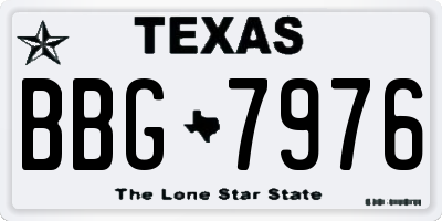 TX license plate BBG7976