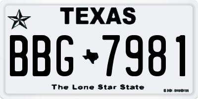 TX license plate BBG7981