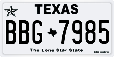 TX license plate BBG7985