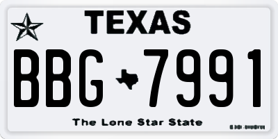 TX license plate BBG7991