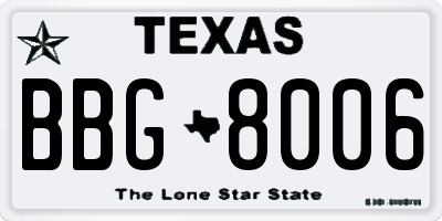 TX license plate BBG8006