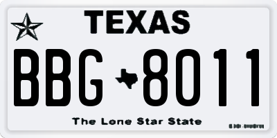 TX license plate BBG8011