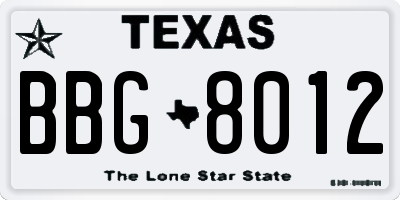 TX license plate BBG8012