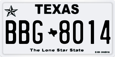TX license plate BBG8014