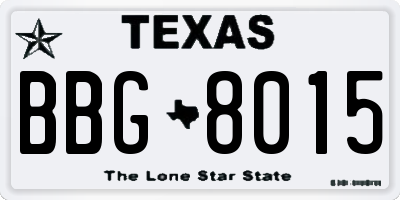 TX license plate BBG8015