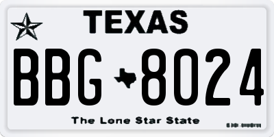 TX license plate BBG8024