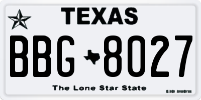 TX license plate BBG8027