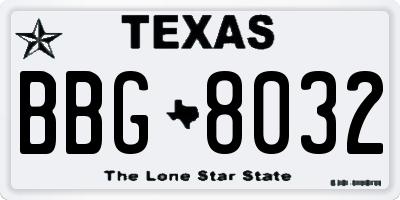 TX license plate BBG8032